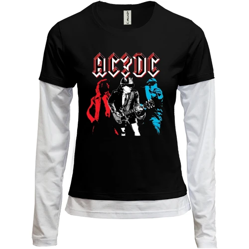 Женский лонгслив Комби, черный, AC/DC АРТ