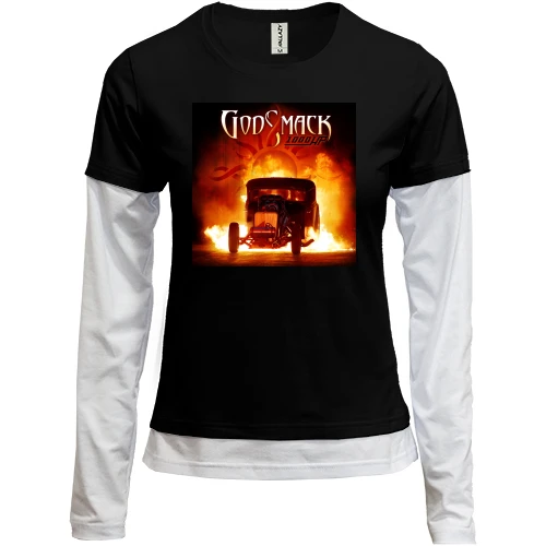Женский лонгслив Комби, черный, Godsmack 1000hp