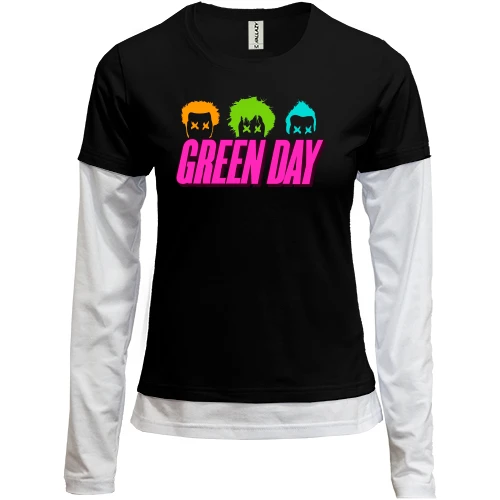 Женский лонгслив Комби, черный, Green day color