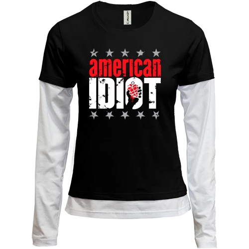 Женский лонгслив Комби, черный, Green day American Idiot