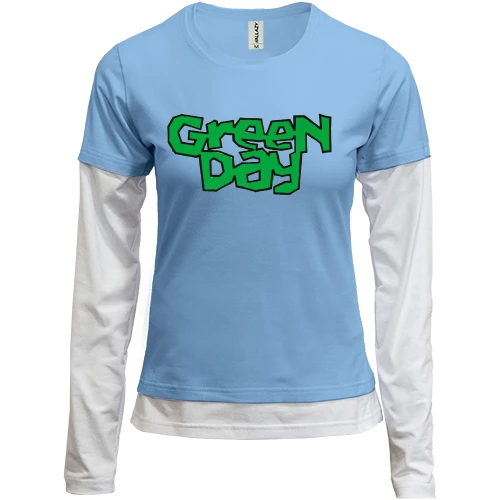 Женский лонгслив Комби, синий, Green day (Street art logo)