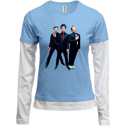 Женский лонгслив Комби, синий, Green day с гранатами