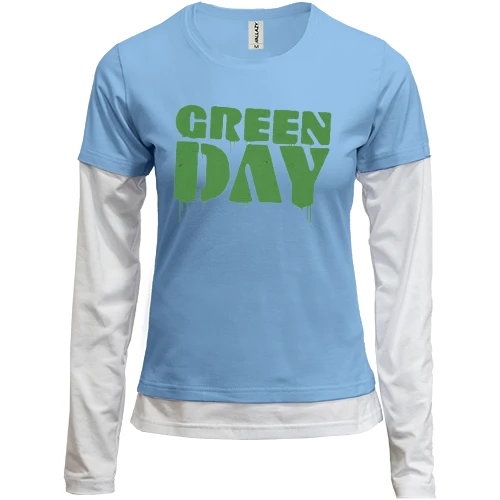 Женский лонгслив Комби, синий, Green day (paint)
