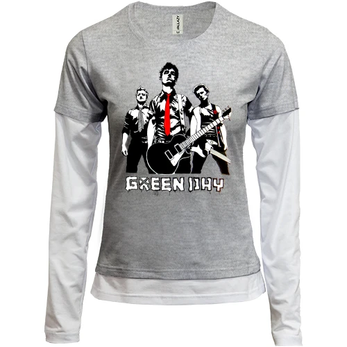Женский лонгслив Комби, синий, Green day (силуэты)