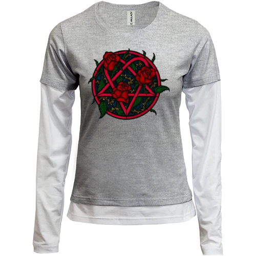 Женский лонгслив Комби, синий, Rose Logo