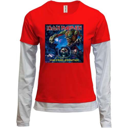 Женский лонгслив Комби, красный, Iron Maiden - The Final Frontier