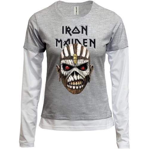 Жіночий лонгслів Комбі, Сірий меланж, Iron Maiden - The Book of Souls (2)