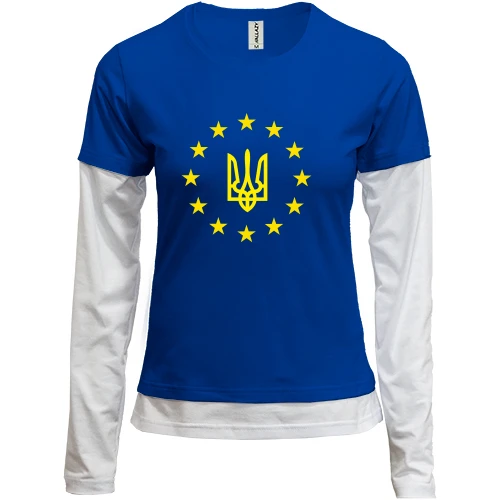 Женский лонгслив Комби с гербом Украины - ЕС