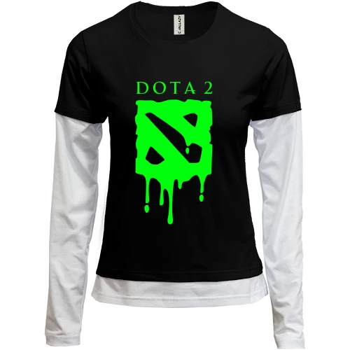 Женский лонгслив Комби кислотный лого DOTA 2