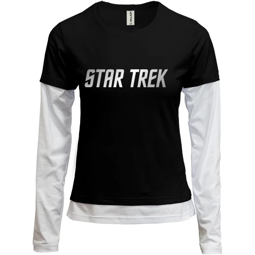 Женский лонгслив Комби, Черный, Star Trek (надпись)