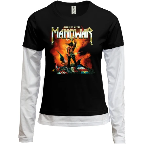 Женский лонгслив Комби, черный, Manowar - Kings of Metal