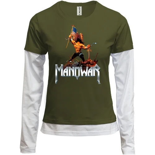 Женский лонгслив Комби, черный, Manowar - Warriors of the World