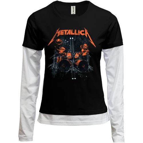 Женский лонгслив Комби, Черный, Metallica (барабаны)