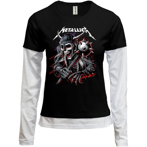 Женский лонгслив Комби Metallica (со скелетом-воином) 2