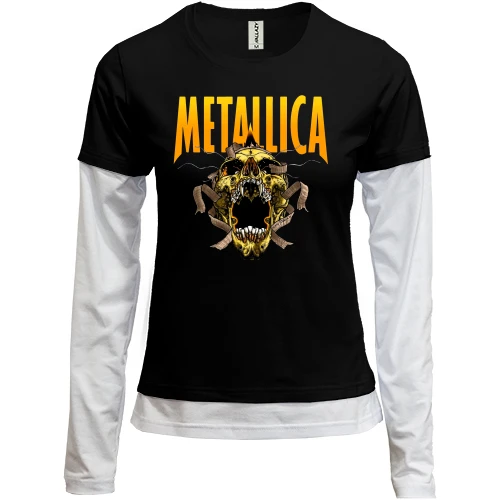 Женский лонгслив Комби Metallica с жёлтым черепом