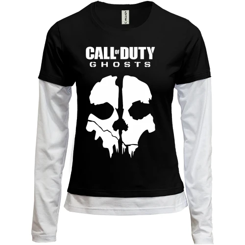 Женский лонгслив Комби, Черный, Call of Duty Ghosts (Skull)