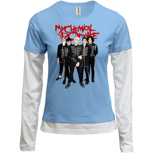 Женский лонгслив Комби, синий, My Chemical Romance Band
