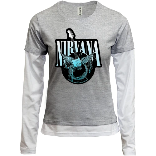 Женский лонгслив Комби, Серый меланж, Nirvana (гитара)
