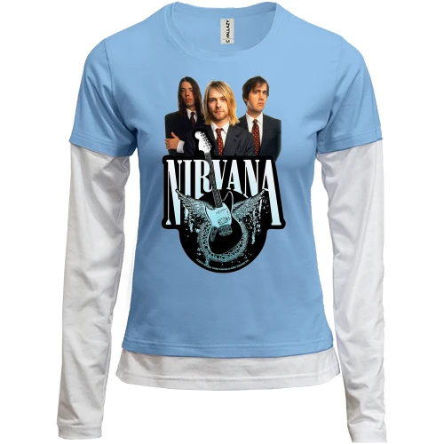 Женский лонгслив Комби, синий, Nirvana Band