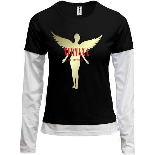 Женский лонгслив Комби, Черный, Nirvana In Utero (2)