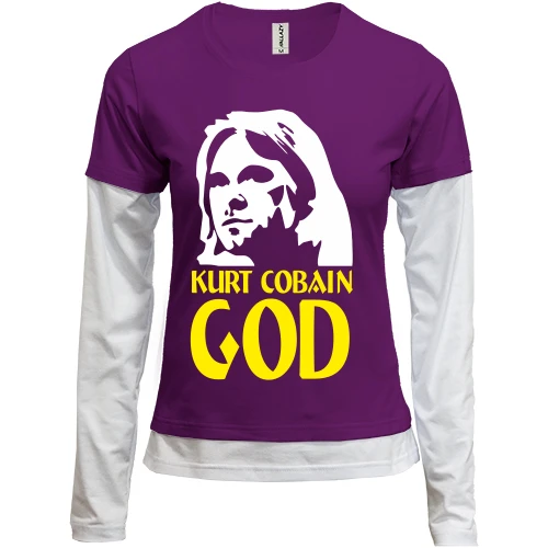 Женский лонгслив Комби, черный, Kurt Cobain is god