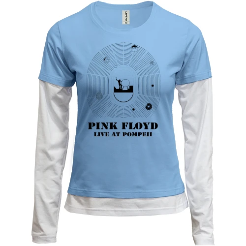 Женский лонгслив Комби, синий, Pink Floyd - LIVE AT POMPEII