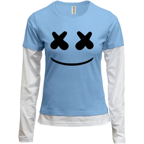 Женский лонгслив Комби с лицом Marshmello