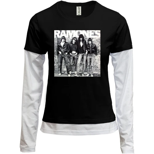 Женский лонгслив Комби Ramones Band чб