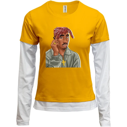 Женский лонгслив Комби, желтый, с 2PAC (иллюстрация)