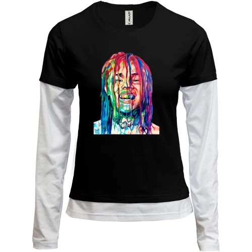 Женский лонгслив Комби, черный, с 6IX 9NINE