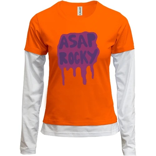 Женский лонгслив Комби, красный, с Asap Rocky