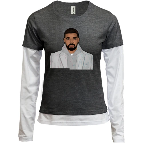 Женский лонгслив Комби, черный, с Drake в пальто