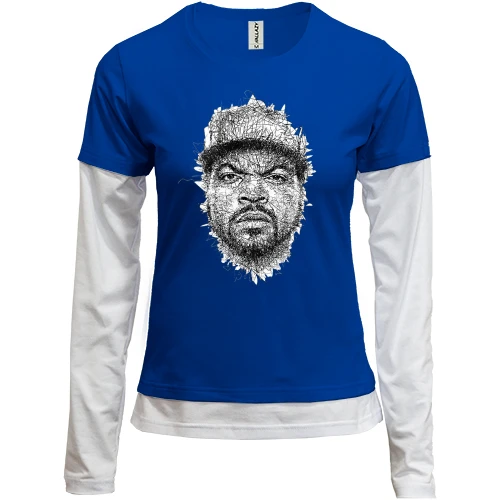 Женский лонгслив Комби, синий, с Ice Cube (иллюстрация)