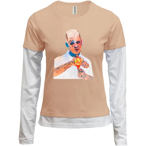 Женский лонгслив Комби, черный, с Lil Peep и огнем