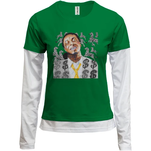 Женский лонгслив Комби, красный, с Lil Wayne и зебрами