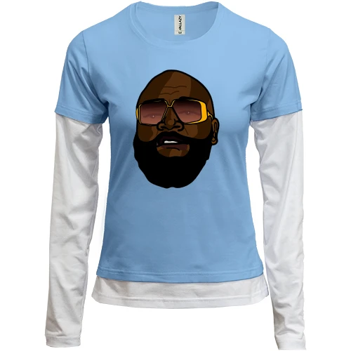 Женский лонгслив Комби, синий, с улыбающимся Rick Ross