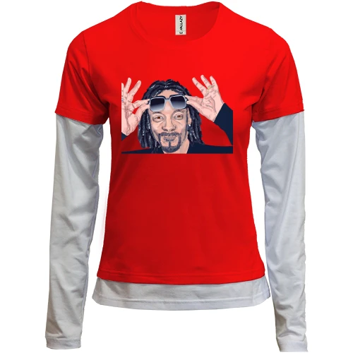 Женский лонгслив Комби, красный, со Snoop Dogg с очками