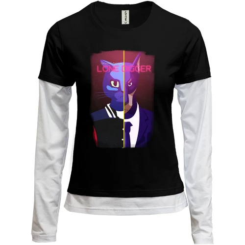 Женский лонгслив Комби, черный, с Caravan Palace (Lone Digger)