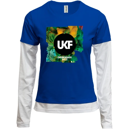 Женский лонгслив Комби, синий, с UKF Drum Bass