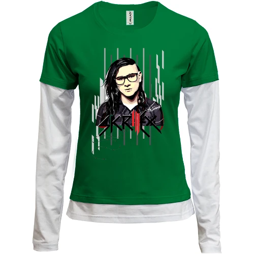 Женский лонгслив Комби, черный, со Skrillex