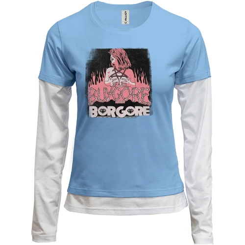 Женский лонгслив Комби, синий, с Borgore