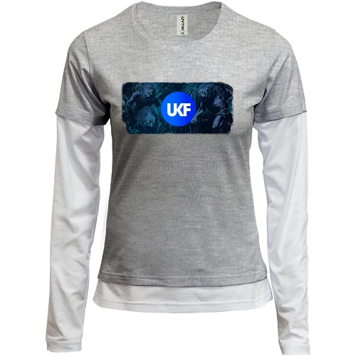 Женский лонгслив Комби, синий, с UKF (обложка альбома)