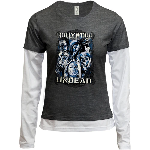 Женский лонгслив Комби, черный, с Hollywood Undead (арт)