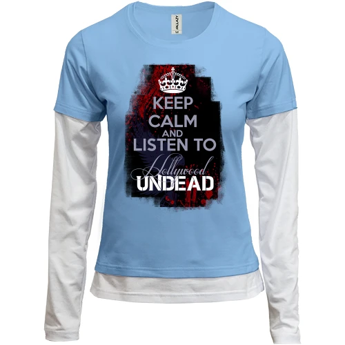 Женский лонгслив Комби, синий, Keep calm and listen Hollywood Undead