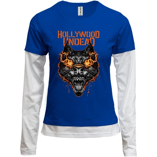 Женский лонгслив Комби, синий, Hollywood Undead - Firewolf