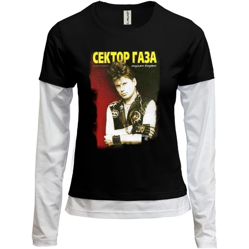 Женский лонгслив Комби, черный, Сектор Газа (обложка альбома)