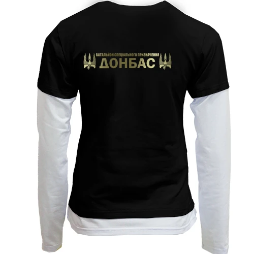 Жіночий лонгслів Комбі, Чорний, з емблемою батальена Донбас (2)