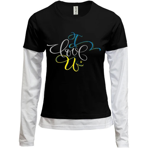 Женский лонгслив Комби I love Ukraine