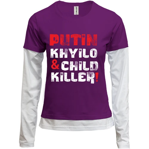 Женский лонгслив Комби Putin - kh*lo and child killer