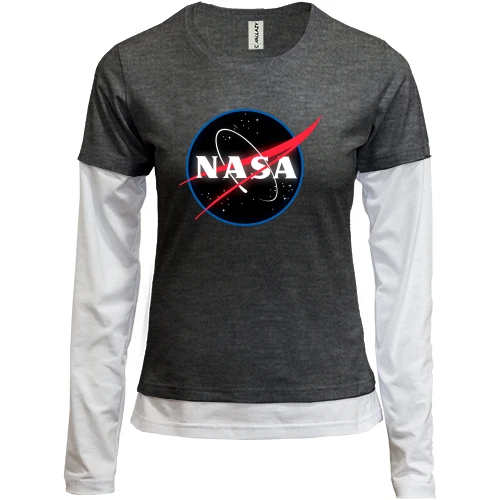 Женский лонгслив Комби с логотипом Nasa (black)